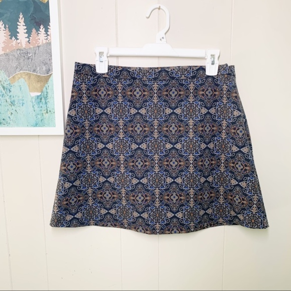 Anthropologie Patterned Skirt - Blue and Brown